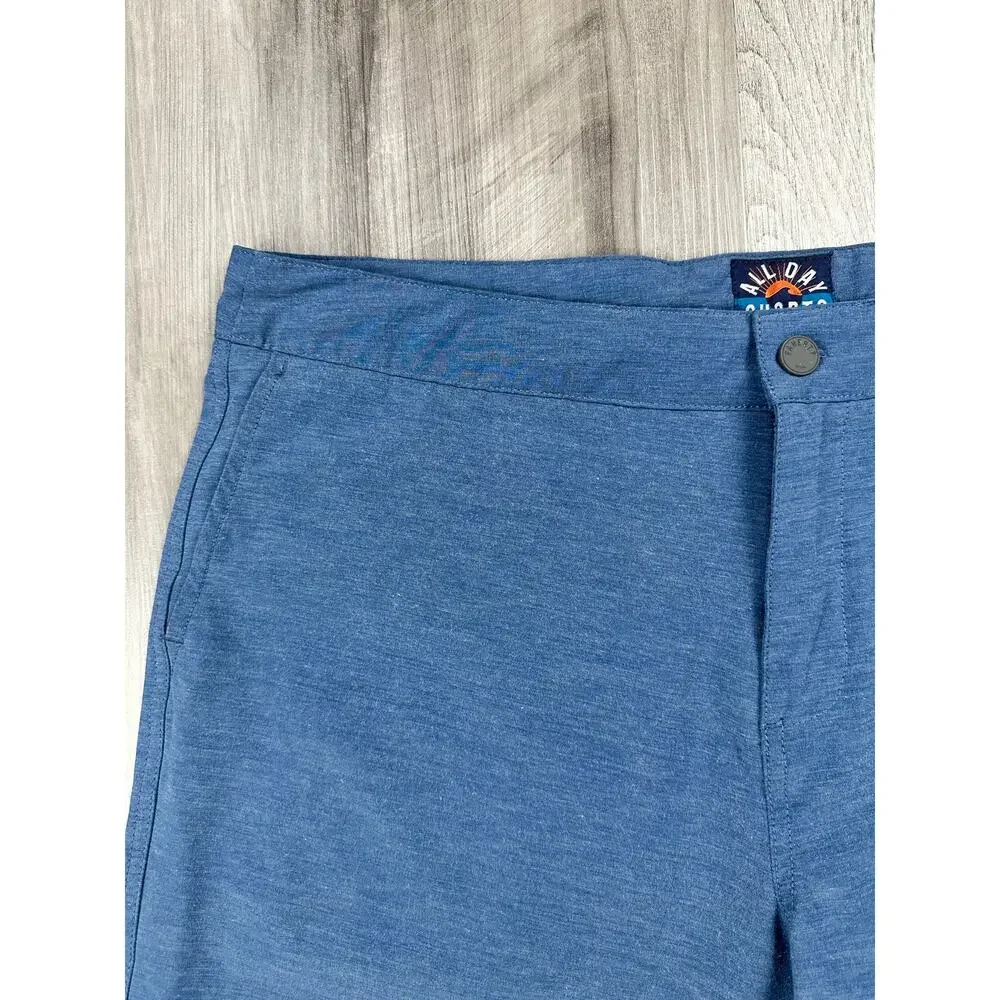 Faherty All Day Hybrid Drawstring Shorts Navy — Size 38